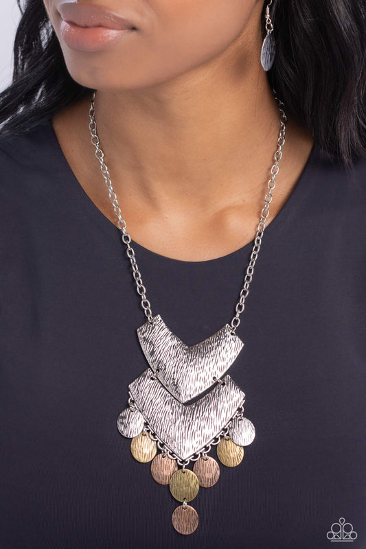 Keys to the ANIMAL Kingdom - Multi Silver & Brass Rustic Statement Necklace Paparazzi N3333