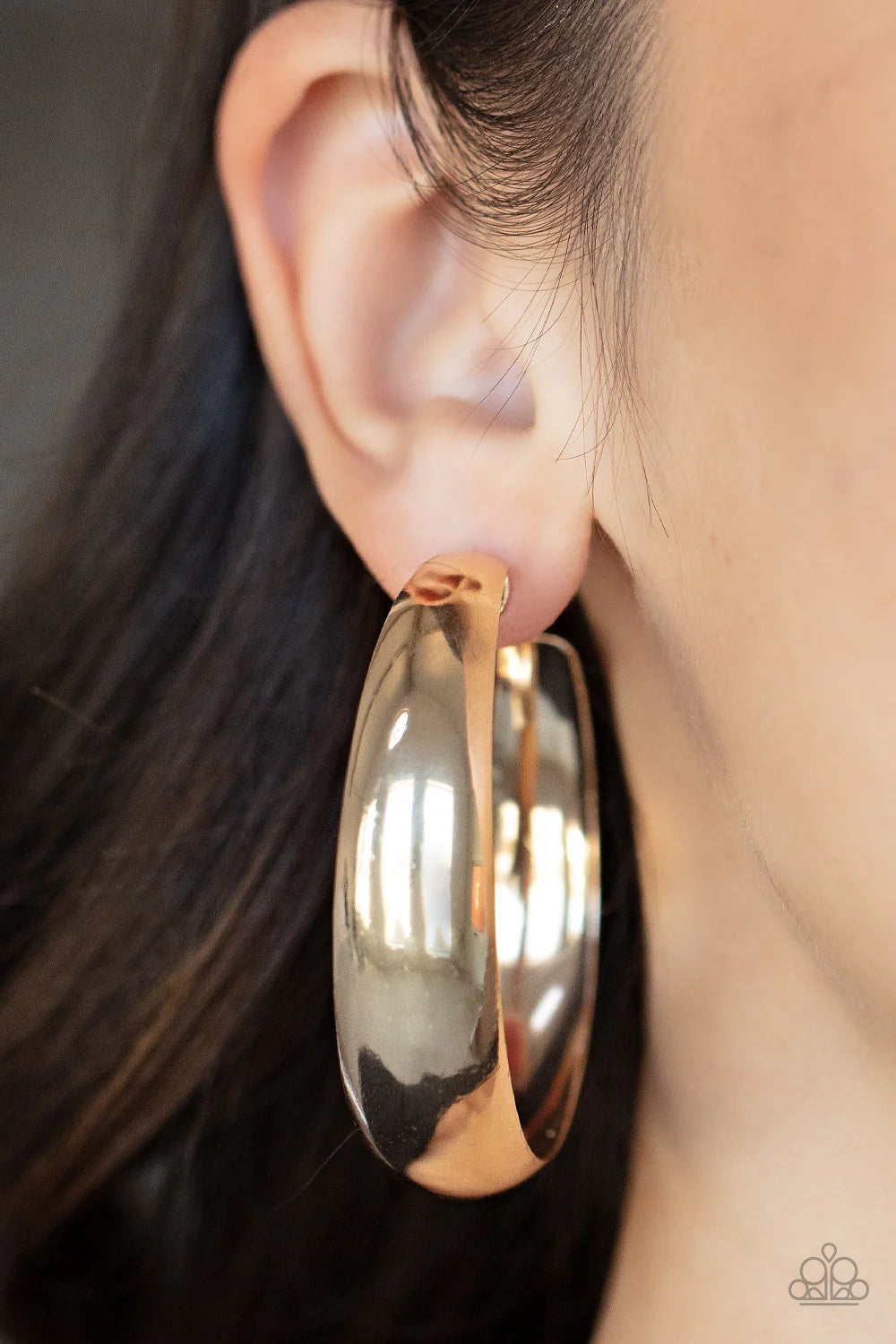 Paparazzi Flat Out Flawless - Gold Oversized 2 Inch Hoop Earrings E3277