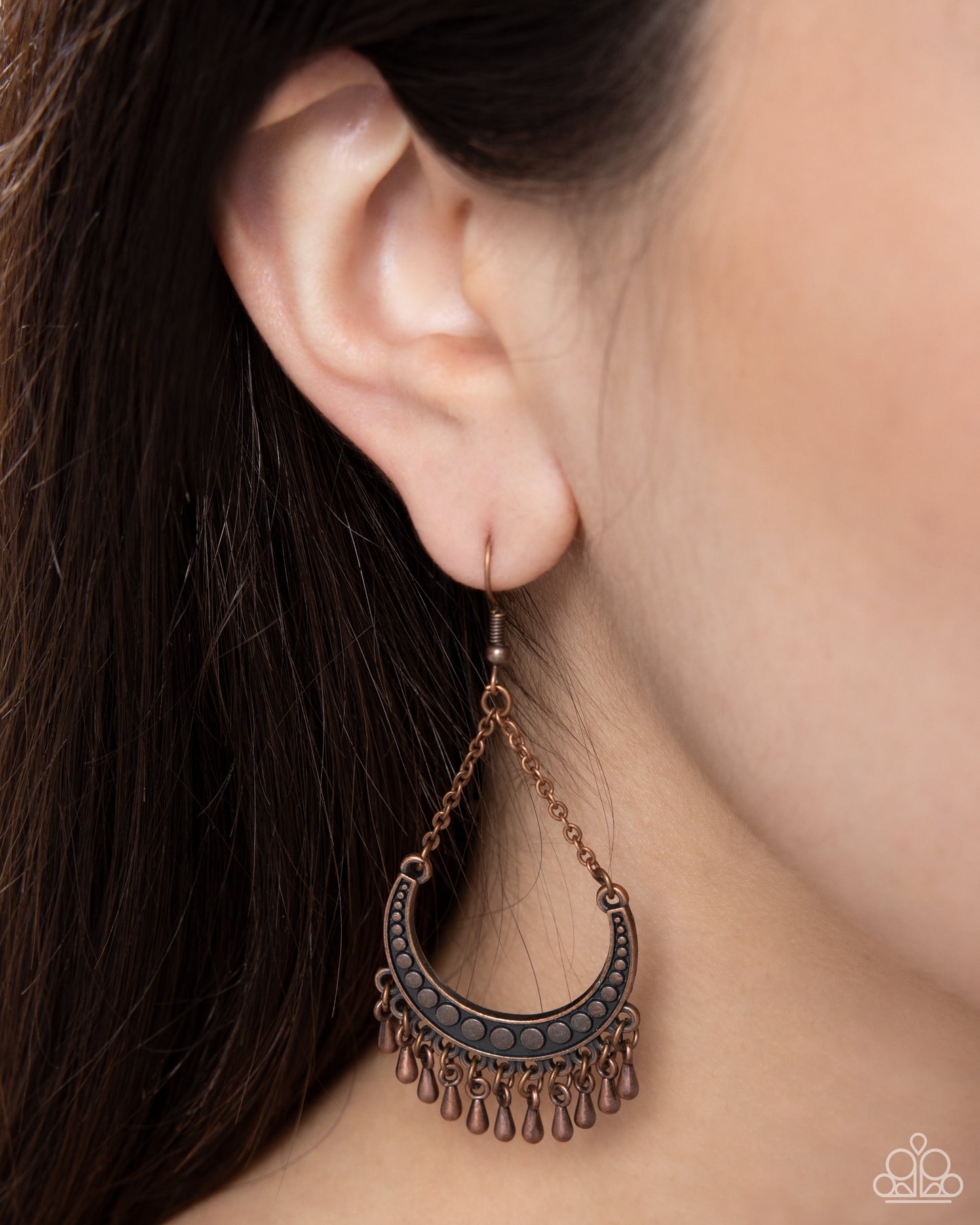 Melodic Moons - Copper Half Moon Frame Earring Paparazzi E1964