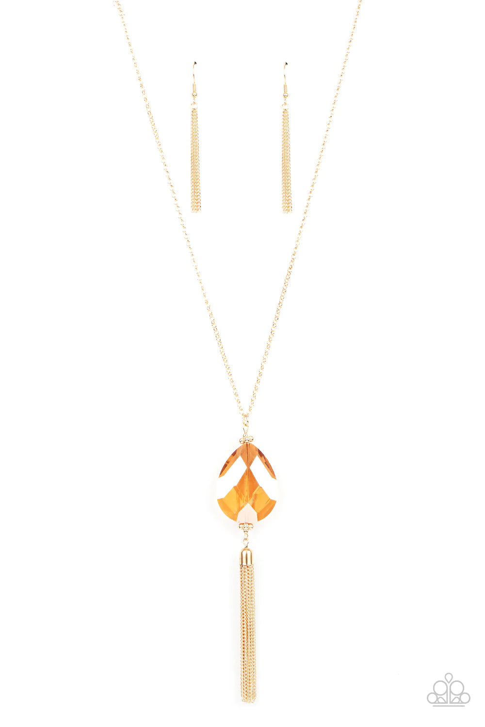 Interstellar Solstice Gold Iridescent Gem Tassel Necklace Paparazzi N1630