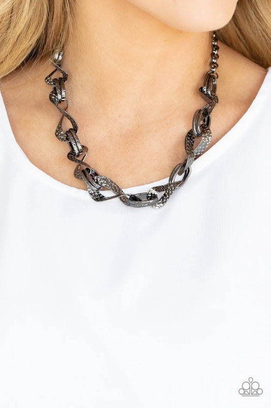 Paparazzi METAL of Honor - Black Geometric Link Necklace N1861