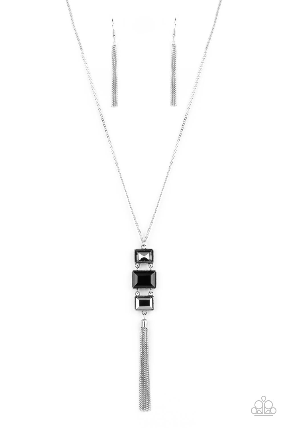 Paparazzi Uptown Totem - Black, Smoky & Hematite Gem Necklace N3887