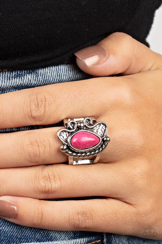 Mesa Meditation Pink Stone Santa Fe Style Ring Paparazzi R0570