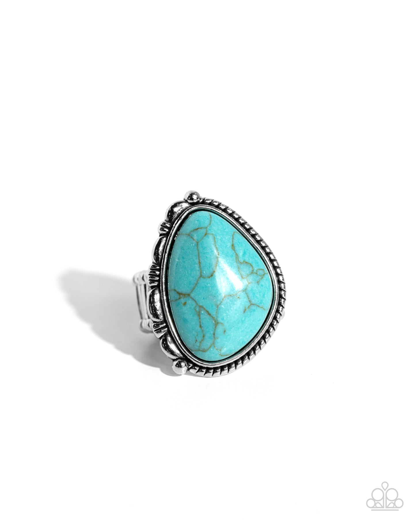 Tundra Rotunda - Blue Asymmetrical Stone Silver Ring Santa Fe Style Paparazzi R1027