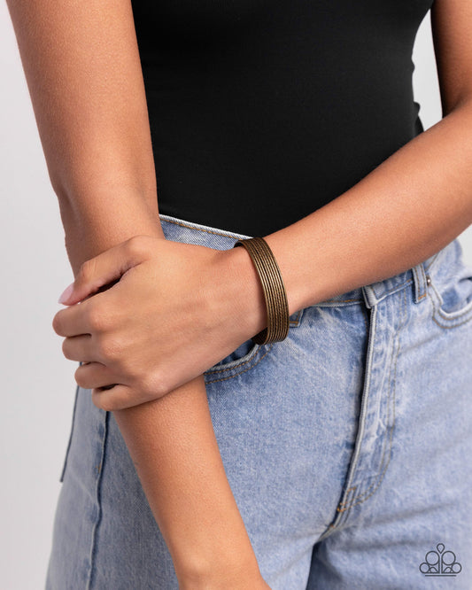 Limitlessly Layered - Brass Cuff Bracelet Paparazzi B2085