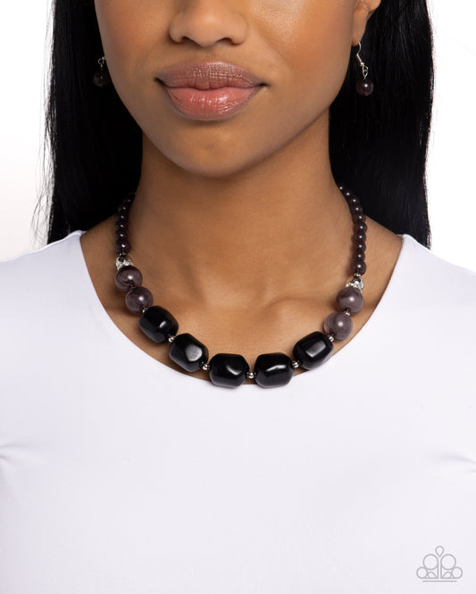 Paparazzi Ten Out of TENACIOUS - Black Oversized & Silver Bead Necklace N4059