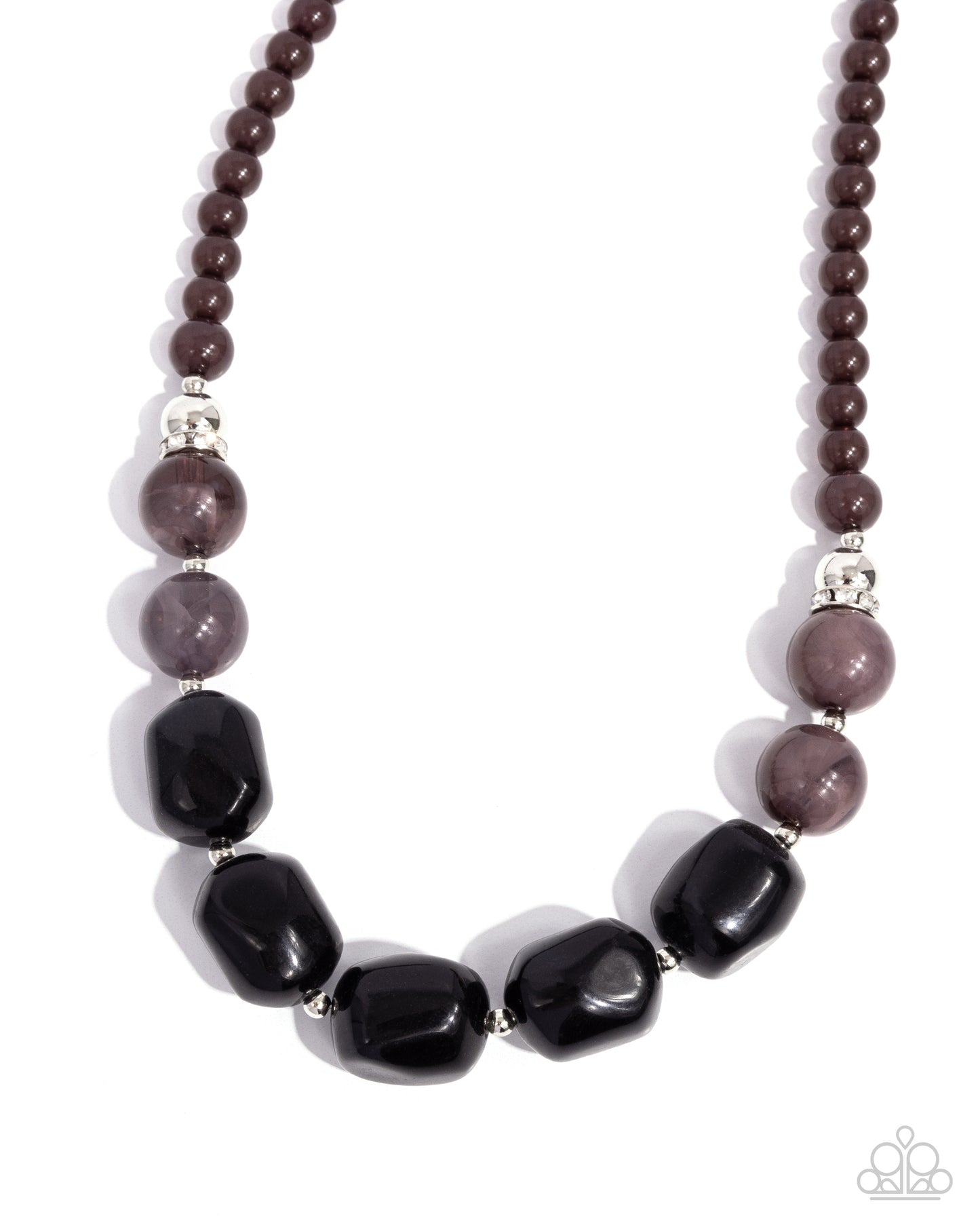 Paparazzi Ten Out of TENACIOUS - Black Oversized & Silver Bead Necklace N4059