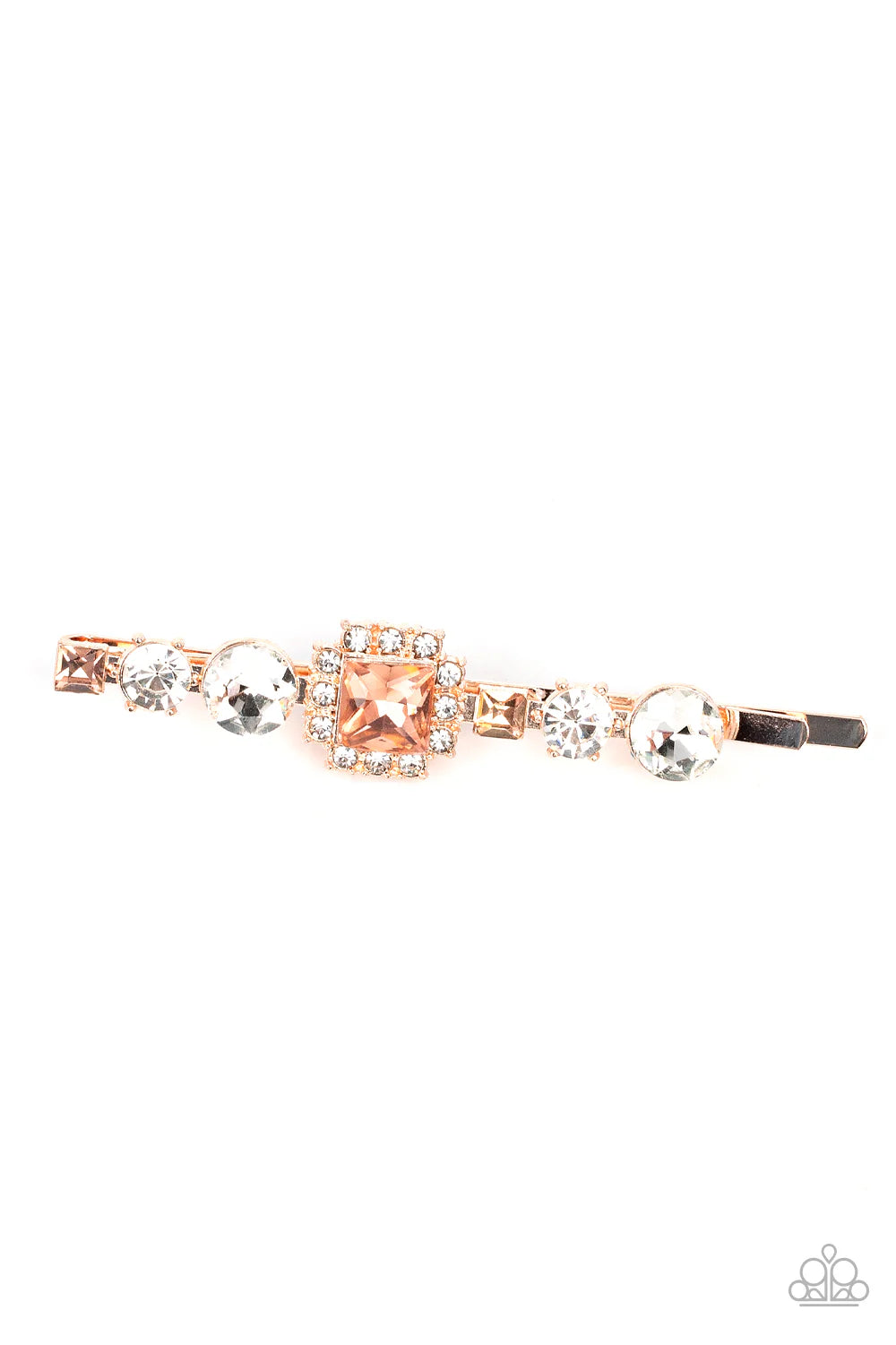 Couture Crasher Gold, Peach, & White Gem Hair Clip Paparazzi H0136