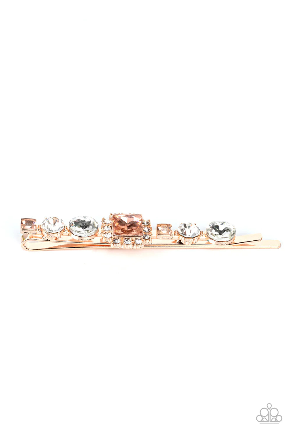 Couture Crasher Gold, Peach, & White Gem Hair Clip Paparazzi H0136