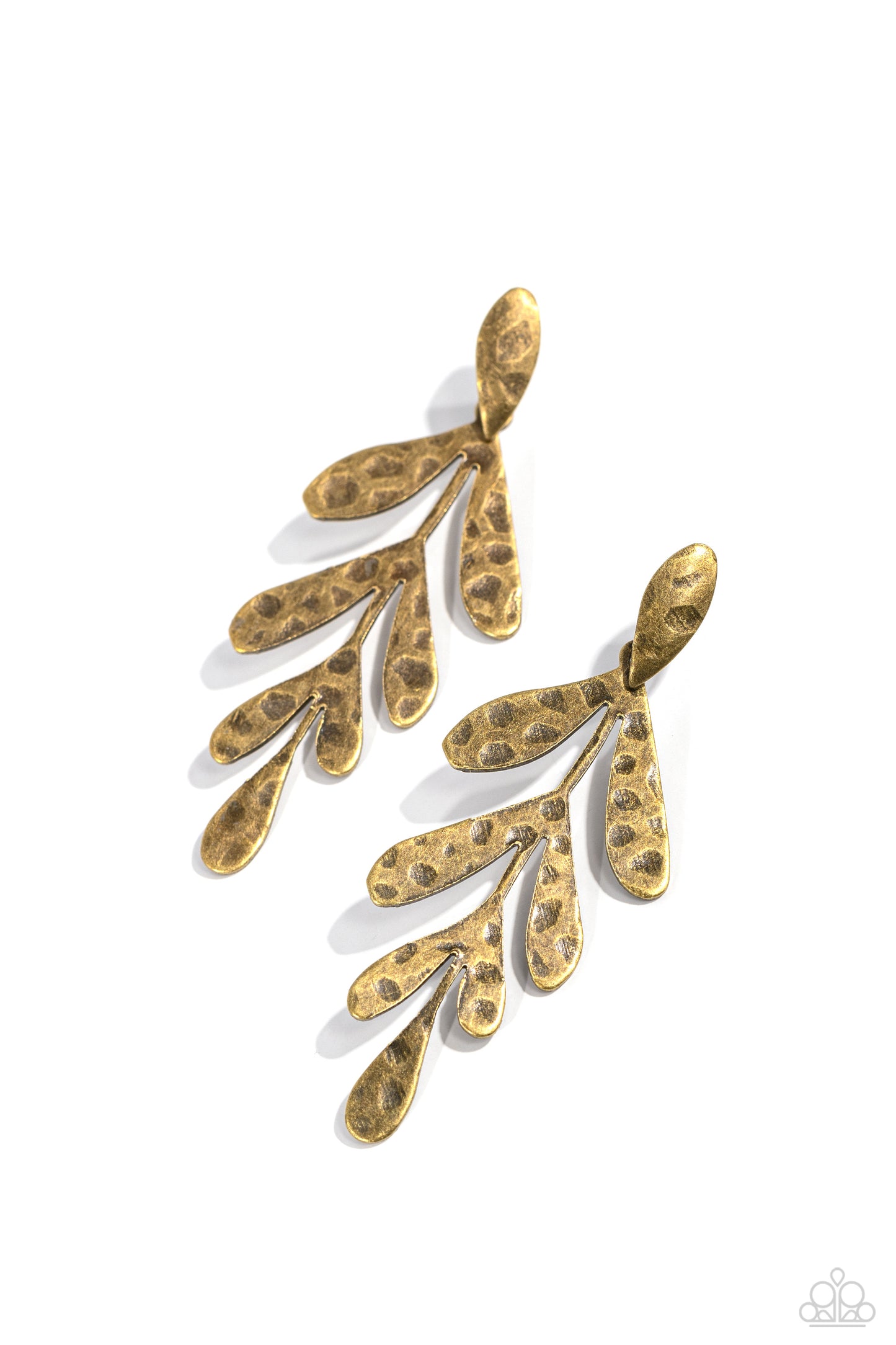 Jungle Fauna - Brass Hammered Vine Post Earring Paparazzi E2206