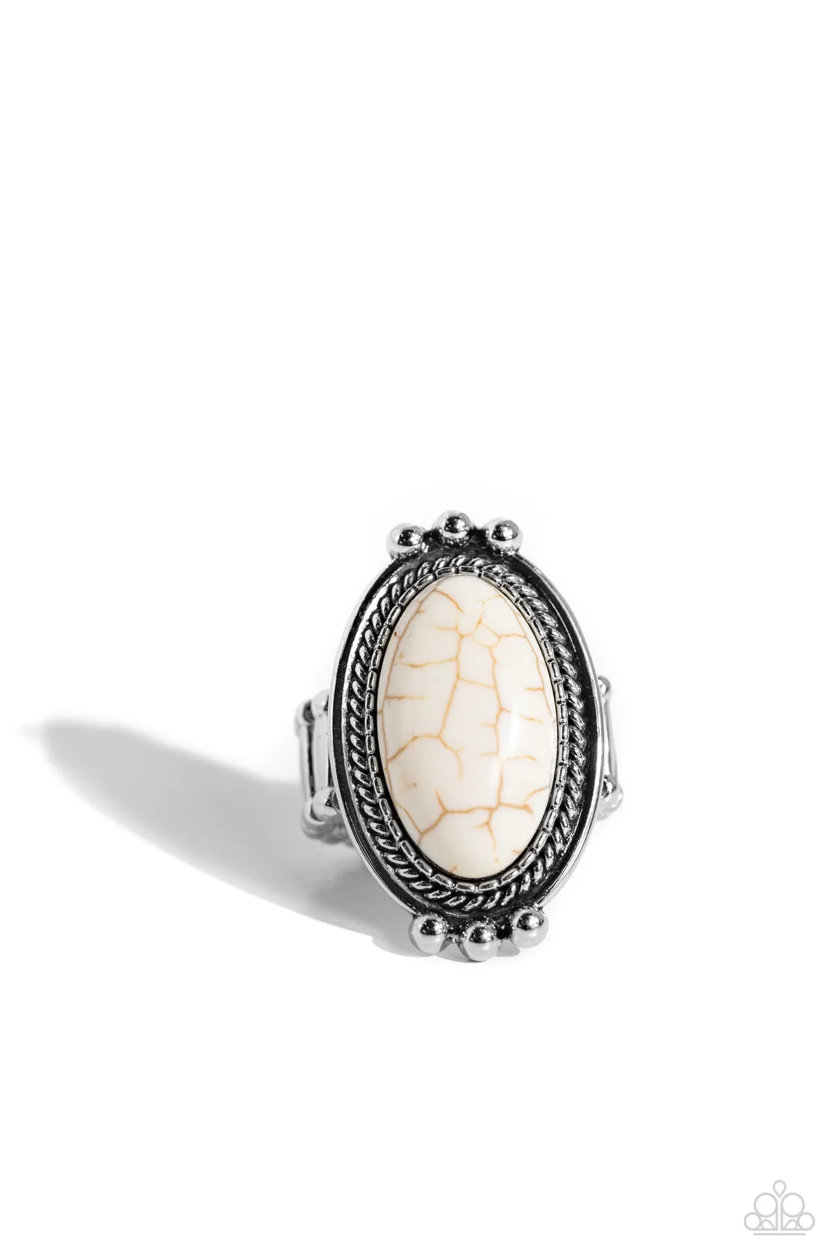 Lost In Sagebrush White Stone & Silver Santa Fe Style Ring Paparazzi R0736