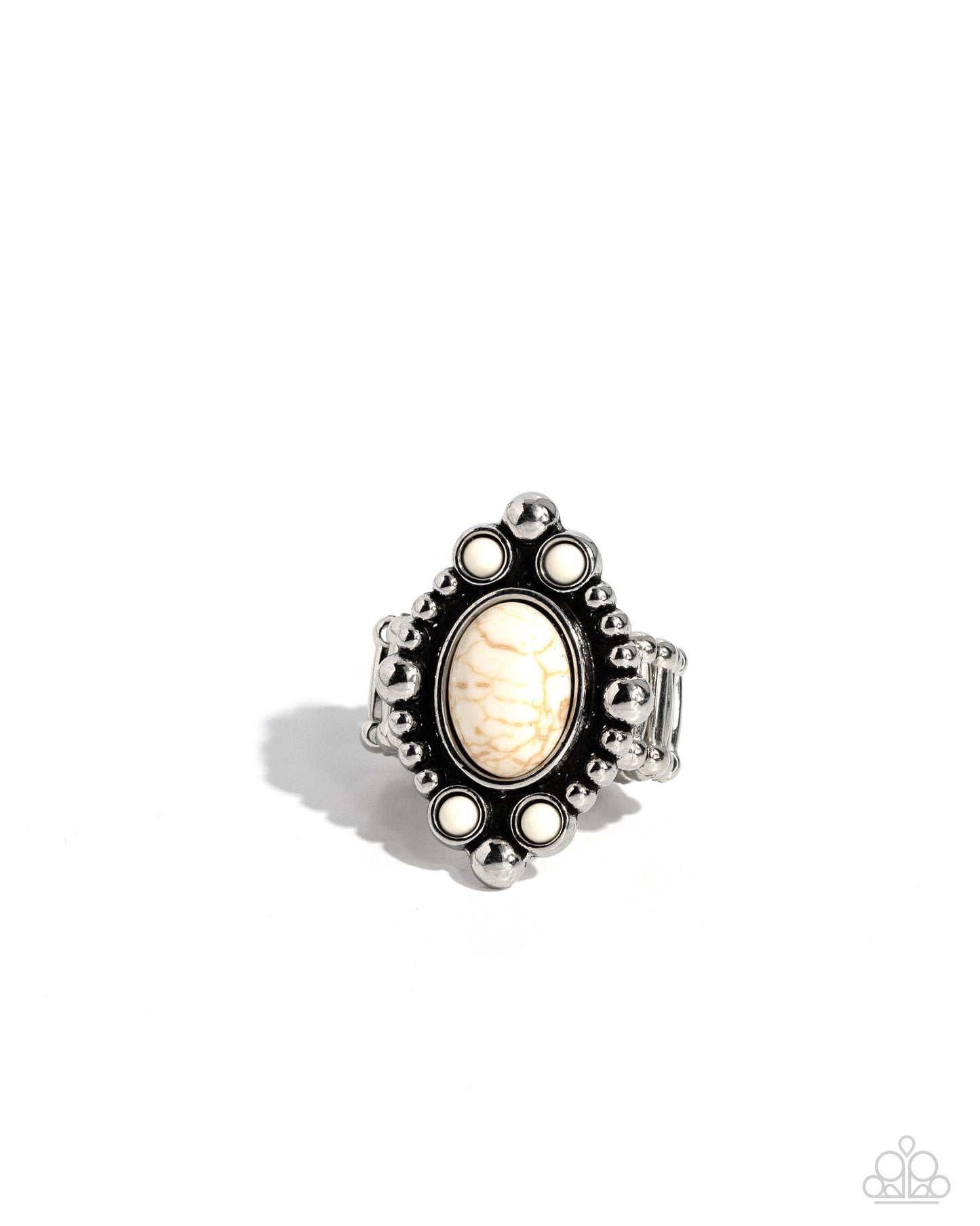 Cactus Corral - White Stone & Silver Santa Fe Style Ring Paparazzi R0740