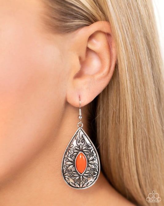 Two PERENNIALS In A Pod Orange Bead Santa Fe Style Earrings Paparazzi E2086