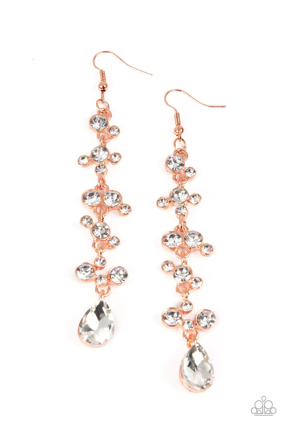 Wedding Day Dazzle Copper & White Rhinestone Earring Paparazzi E1821