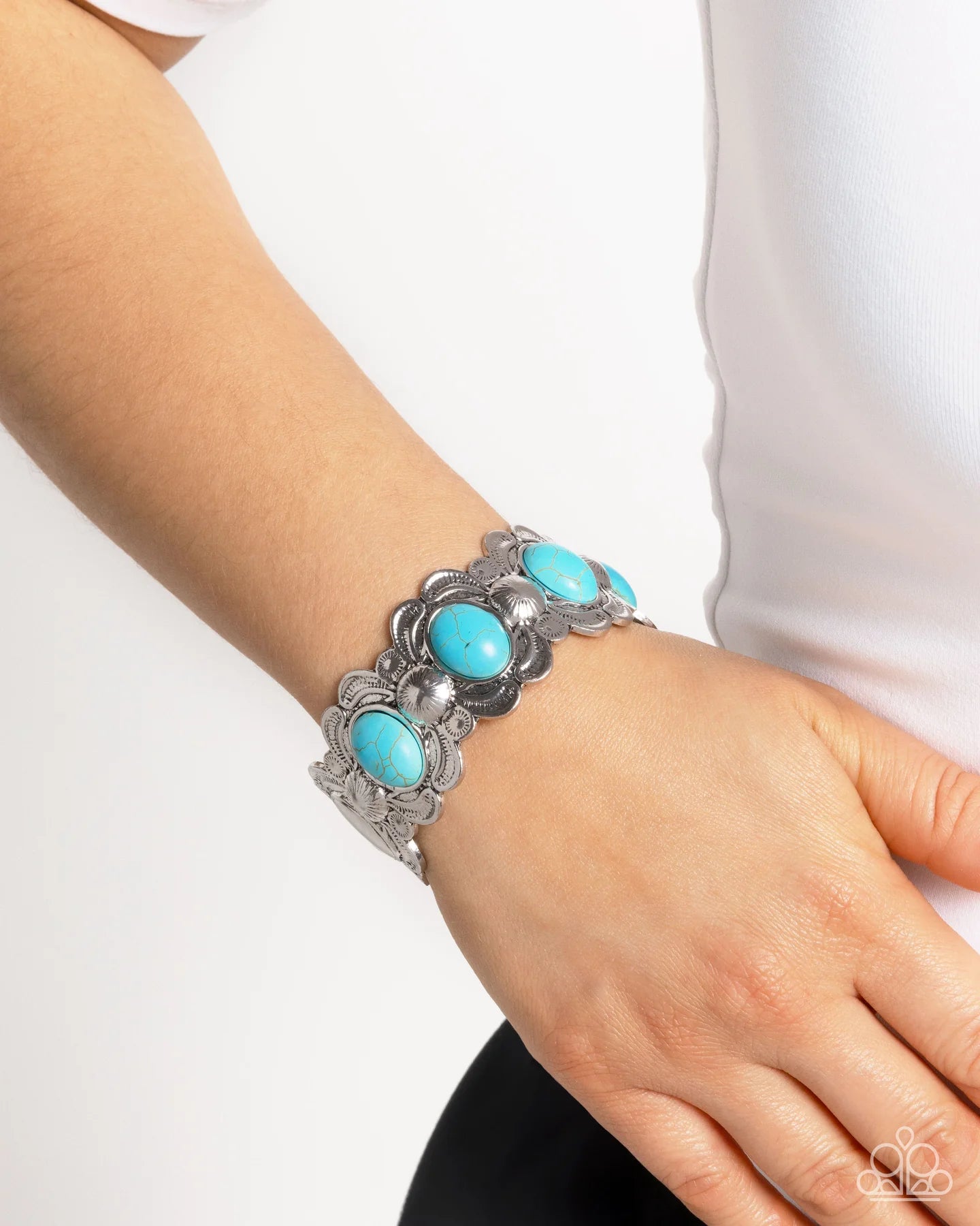 Sandstone Serenade Blue Turquoise Santa Fe Style Cuff Bracelet Paparazzi B1666