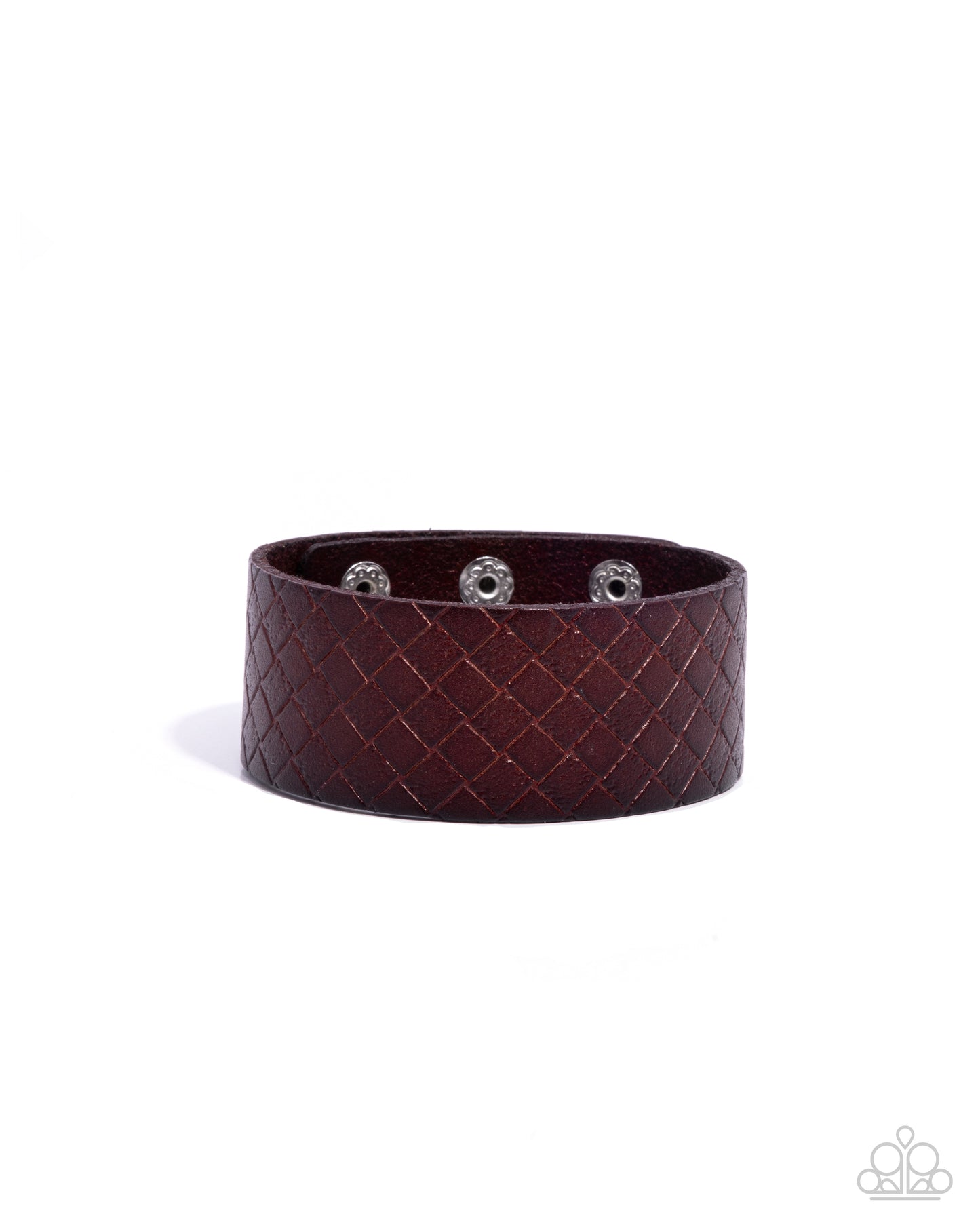 Diamondback Bandit - Brown Diamond Pattern Leather Urban Bracelet Paparazzi B1827