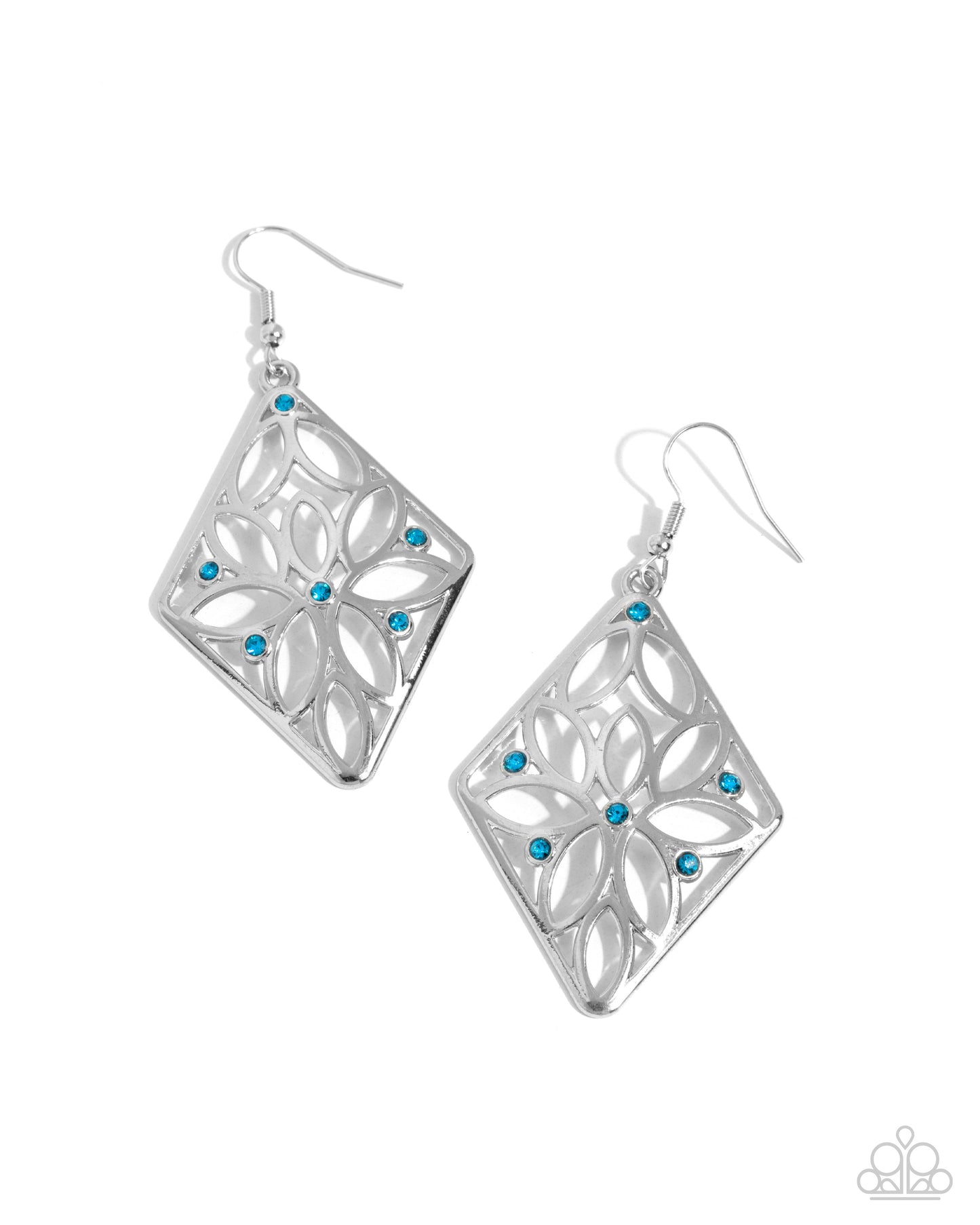 Pumped Up Posies - Blue Rhinestone Gem Earring Paparazzi E2022