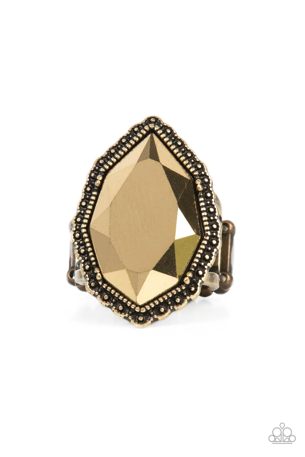 Avant Grandeur Brass Aurum Gem Ring Paparazzi R0648