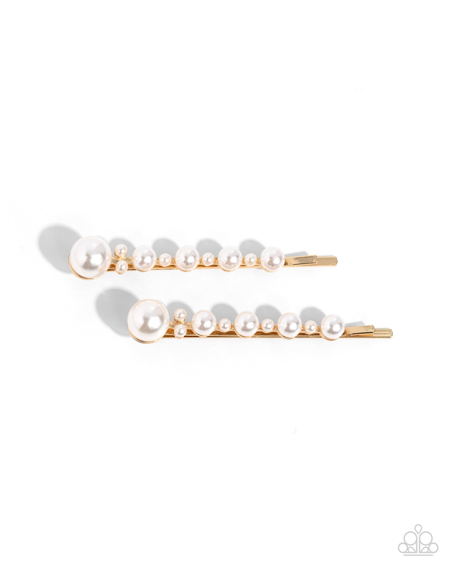 Prom Princess - Gold & White Pearl Bead Bobby Pin Style Hair Pin Paparazzi H0130