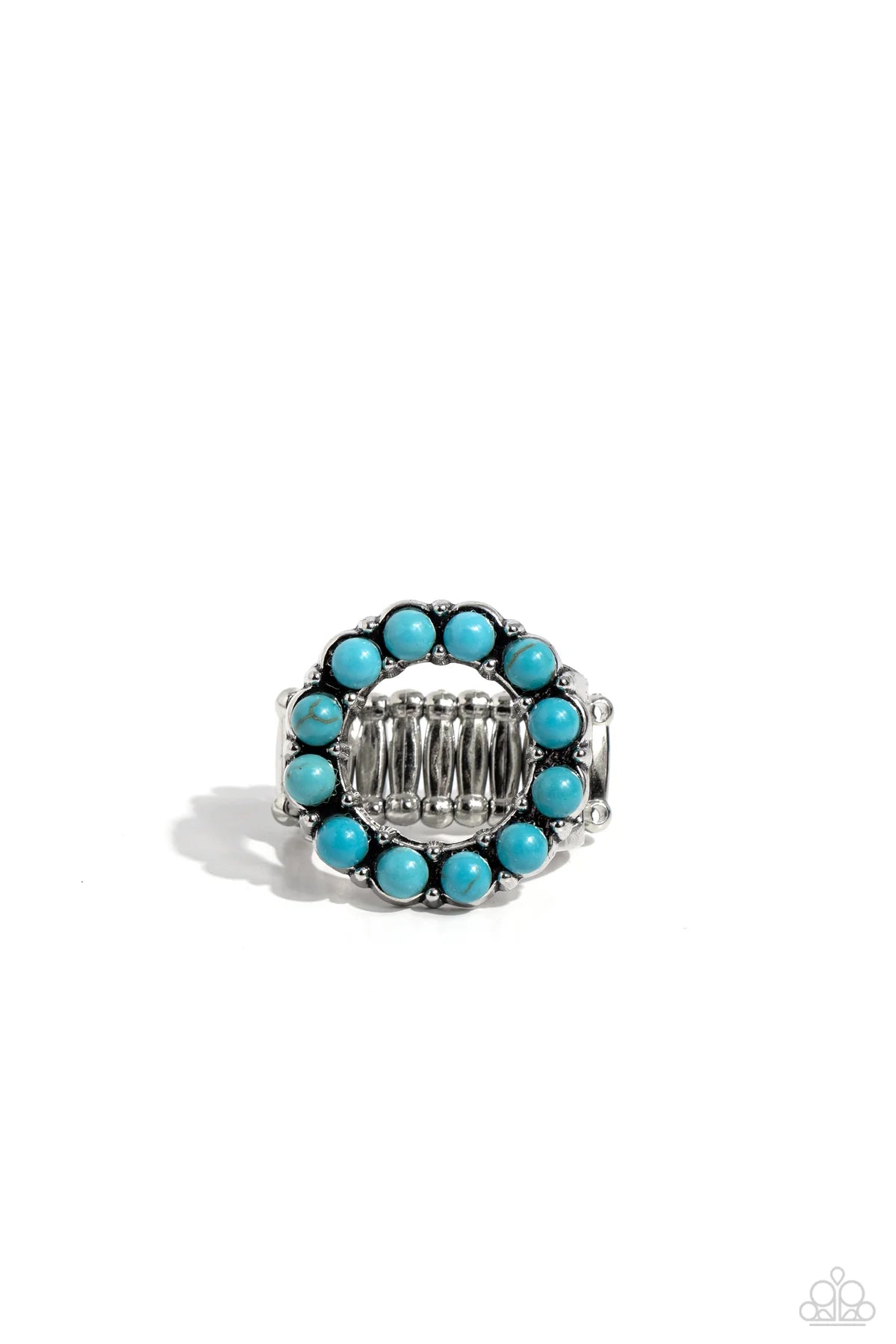 Paparazzi Stone Circles - Blue Turquoise Stone Circle Santa Fe Style Ring R0176