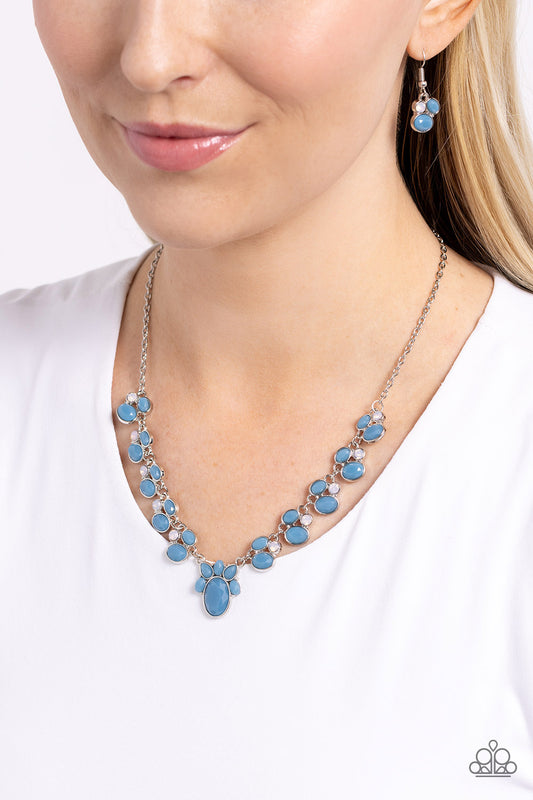 Fairytale Forte - Blue Spring Lake Bead & Blue Rhinestone Necklace Paparazzi N2301