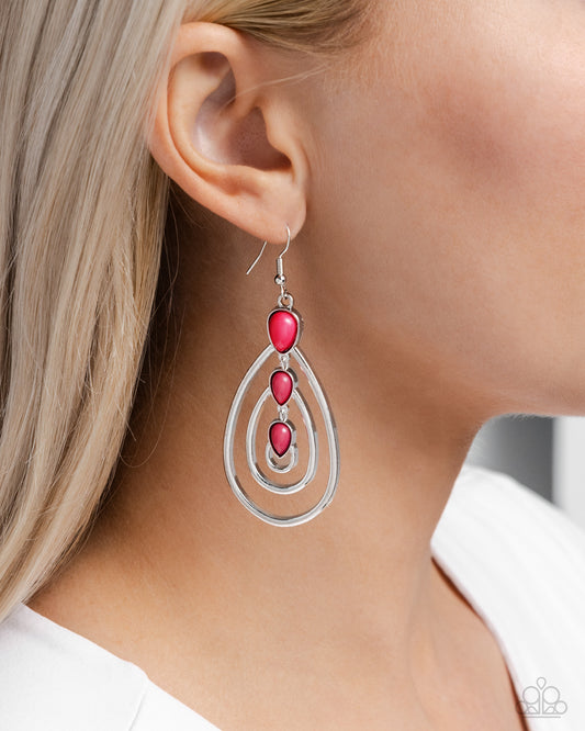 Sweat and TIERS - Pink Fuchsia Fedora Teardrop Earring Paparazzi E1971