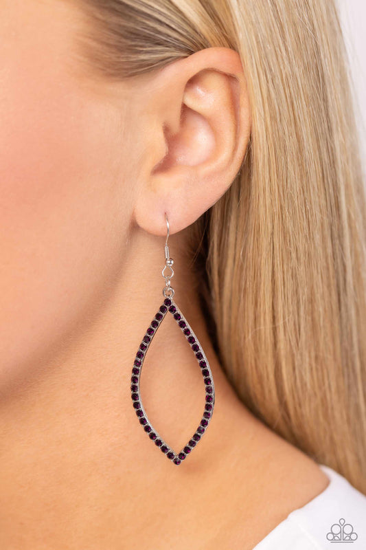 Prosperous Prospects - Purple Rhinestone Marquise Silver Frame Earring Paparazzi E2336
