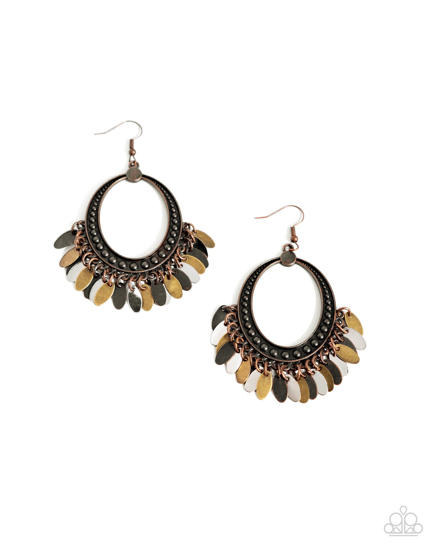 Homestead Hustle - Multi Brass, Copper & Silver Fringe Earring Paparazzi E2043