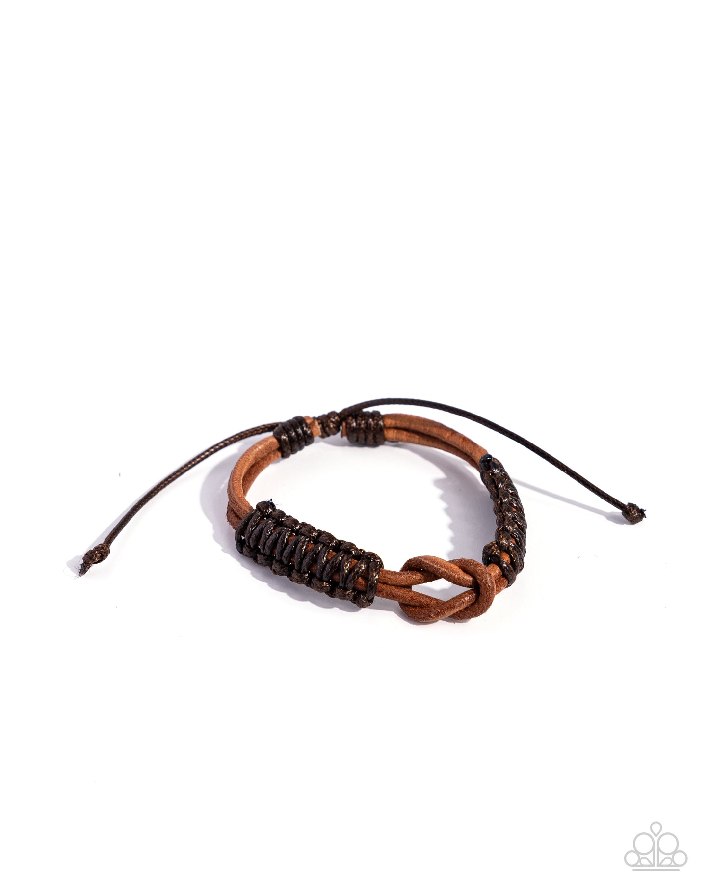 Nautical Myth - Brown Cord & Suede Sliding Knot Closure Urban Bracelet Paparazzi B1711