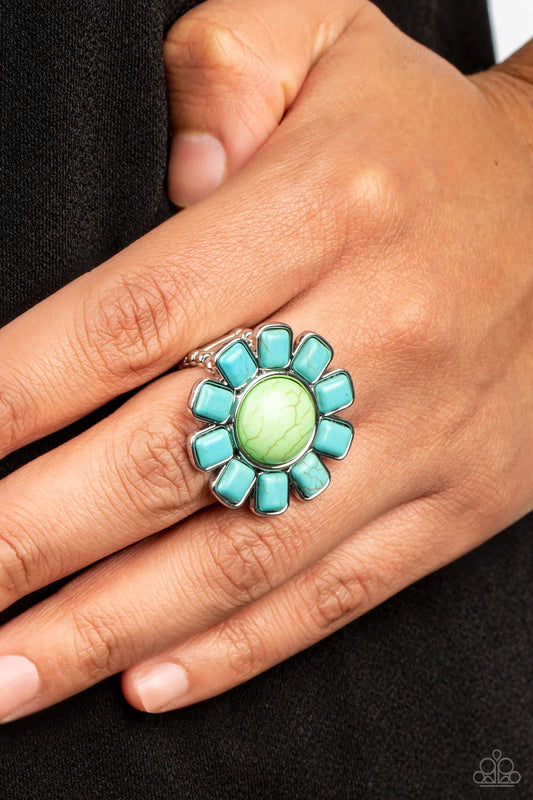 Mojave Marigold Green & Turquoise Stone Santa Fe Style Ring Paparazzi R0484