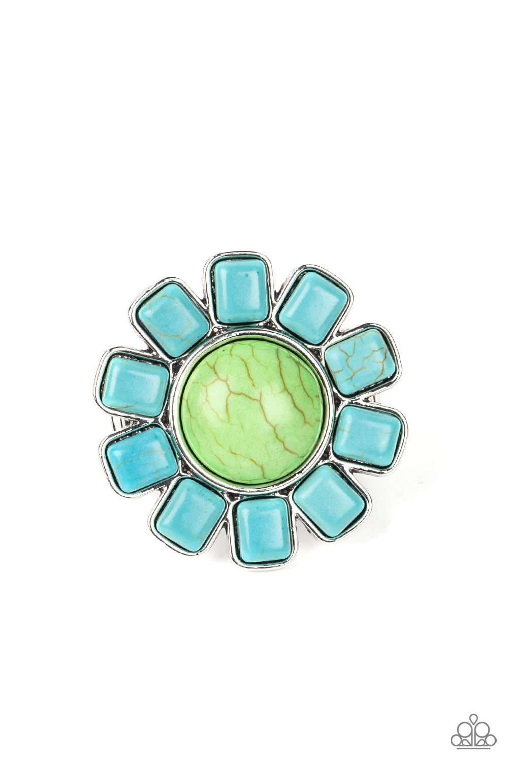 Mojave Marigold Green & Turquoise Stone Santa Fe Style Ring Paparazzi R0484