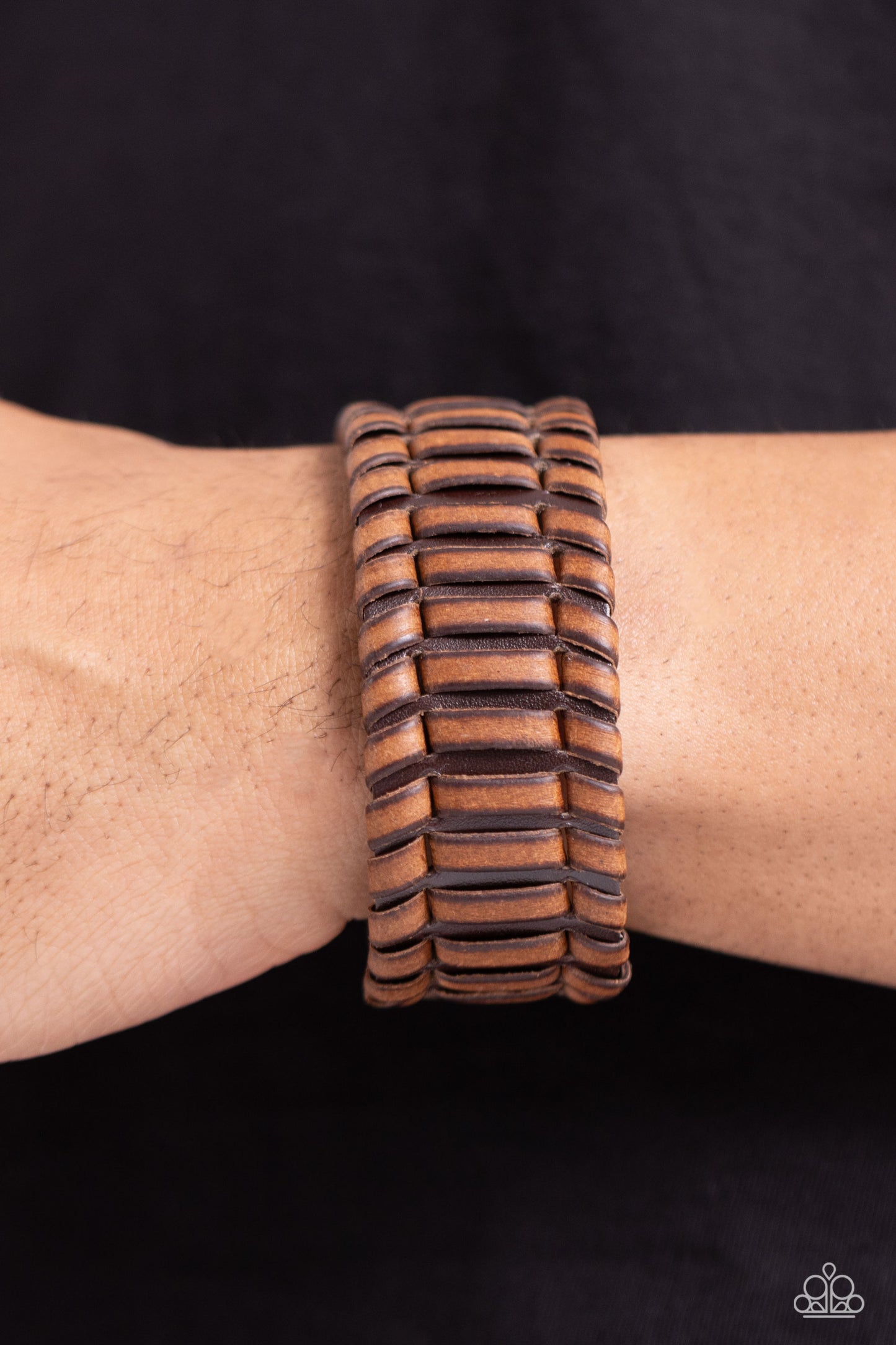 Western WRAP-ture - Brown Leather Laces Urban Bracelet Paparazzi B1740