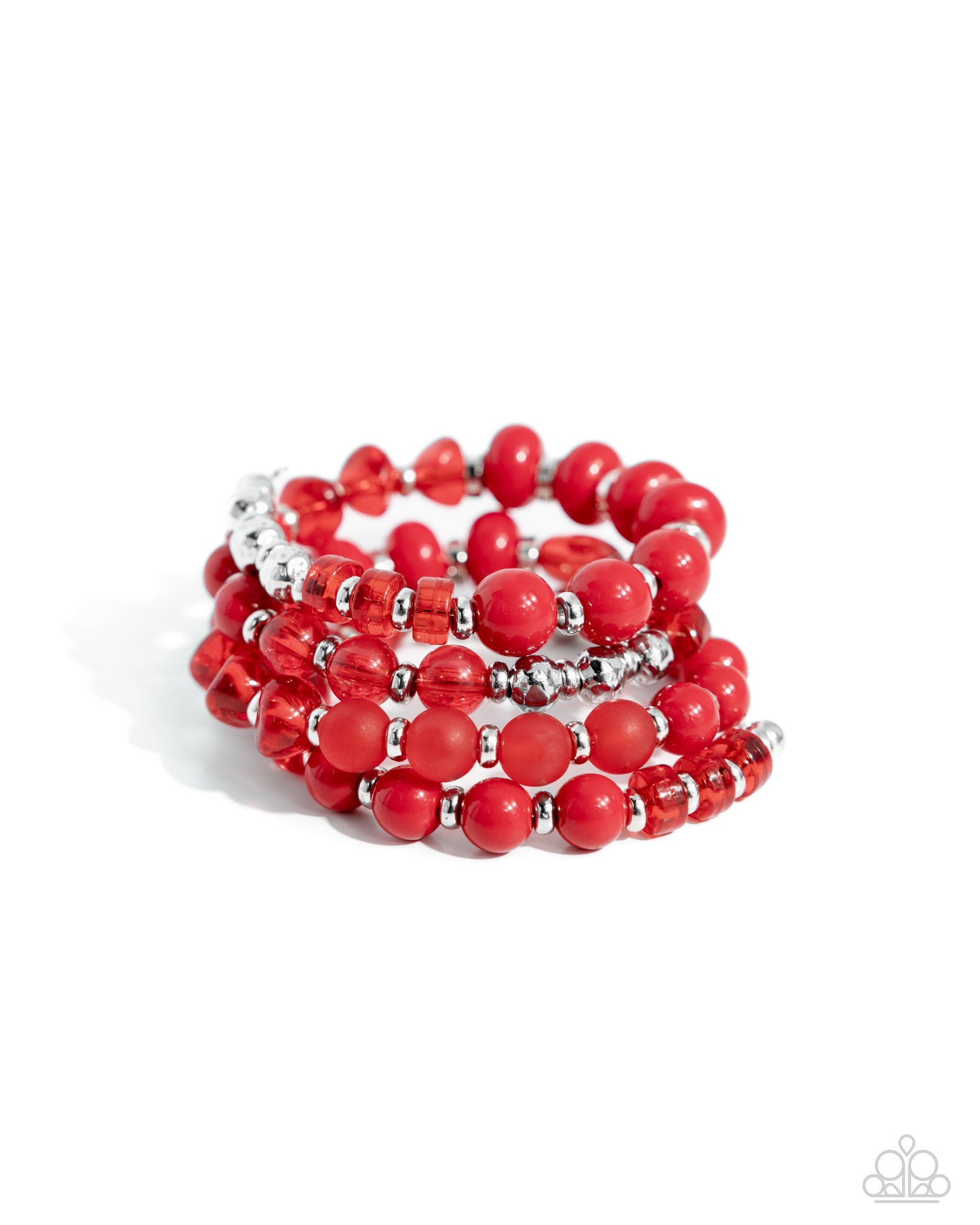 Colorful Charade - Red Glassy, Opaque, Acrylic Bead Coil Bracelet Paparazzi B1765