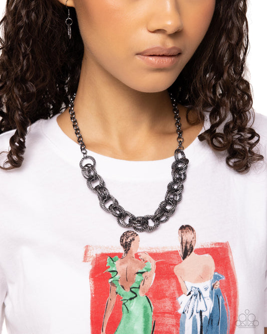 Urban Acoustics - Black Gunmetal Chain Necklace Paparazzi N2370