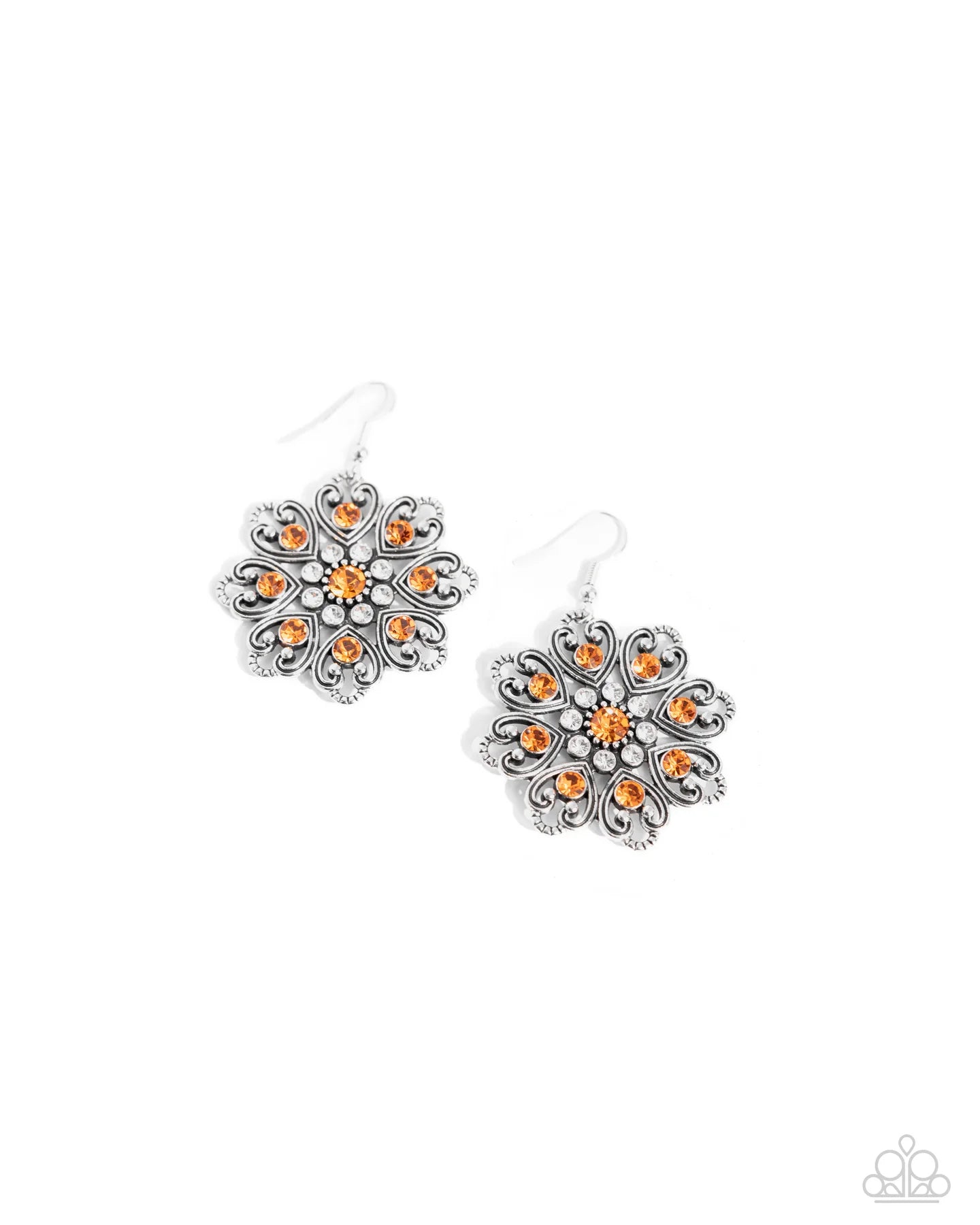 Garden Of Love Orange Rhinestone Flower Earring Paparazzi E2183