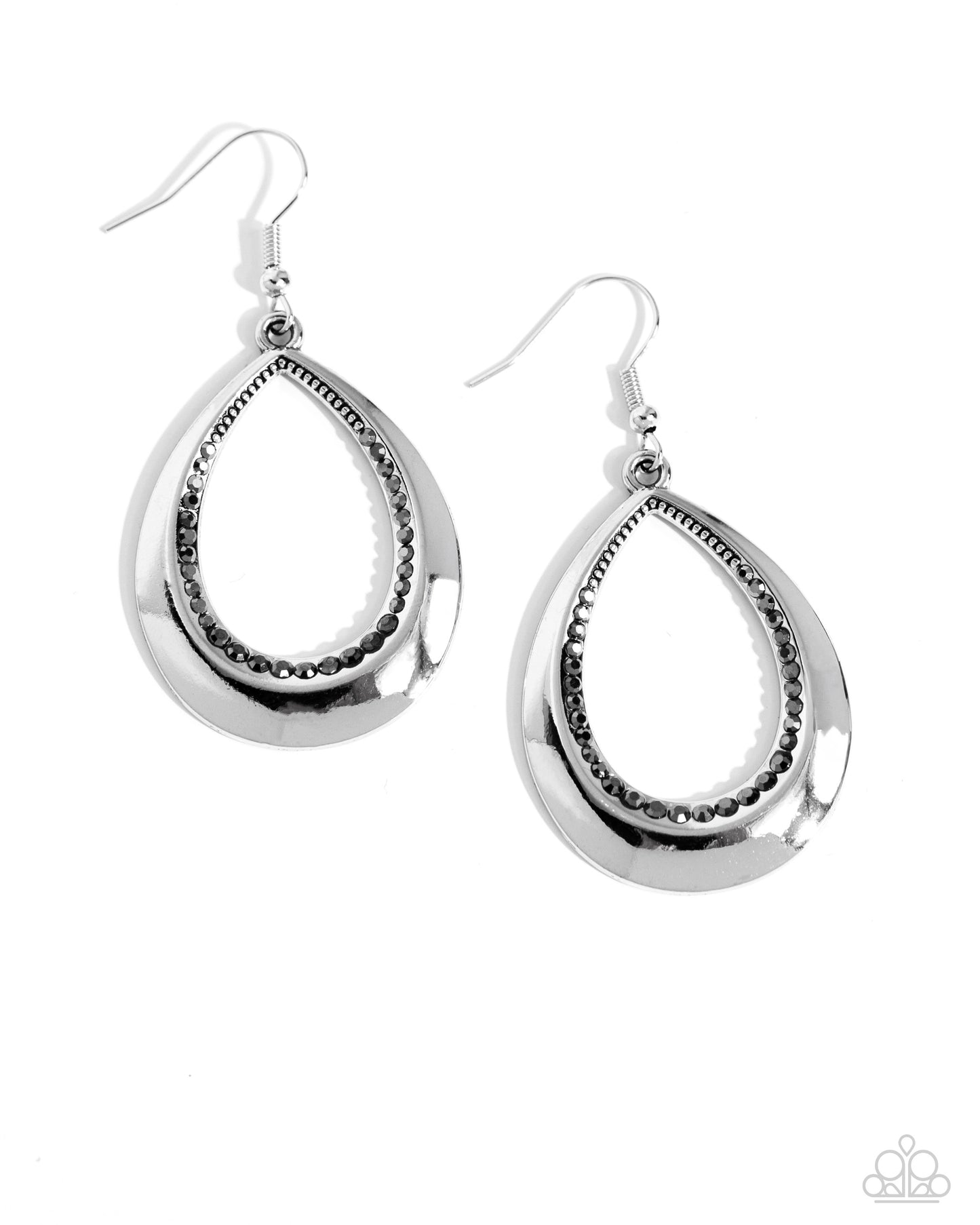 Inner Iridescence - Silver & Hematite Teardrop Earring Paparazzi E2240