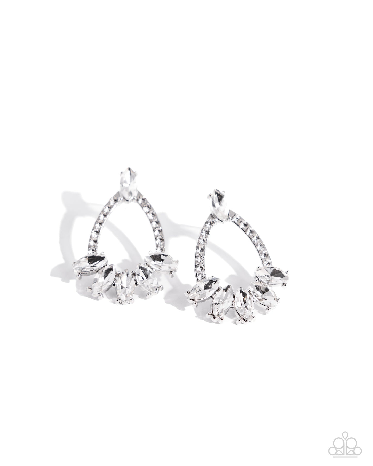 Experience Elegance - White Marquise Rhinestone Teardrop Earring Paparazzi E2105