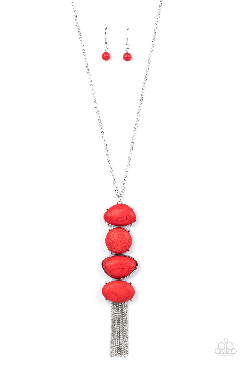 Hidden Lagoon - Red Poinciana Stone Santa Fe Style Long Necklace Paparazzi N2577