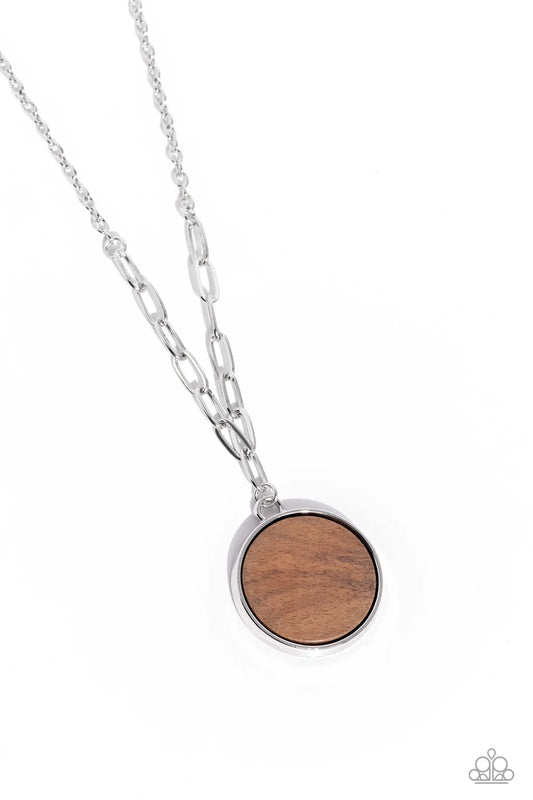 Paparazzi WOODnt Dream of It - Brown Wooden & Silver Necklace N3815