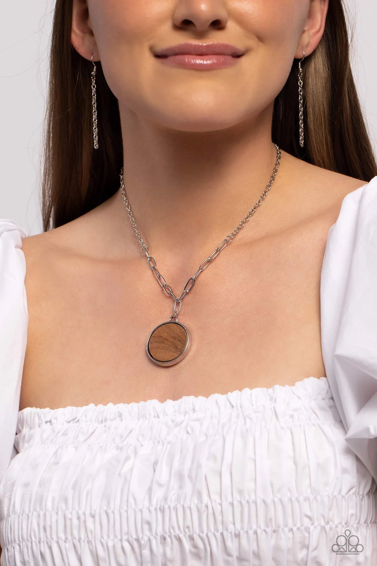 Paparazzi WOODnt Dream of It - Brown Wooden & Silver Necklace N3815