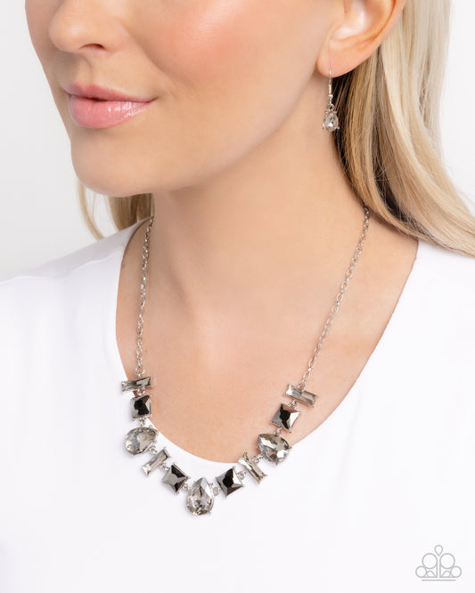 Interstellar Ice - Silver, Smoky & Hematite Gem Necklace Paparazzi N3065