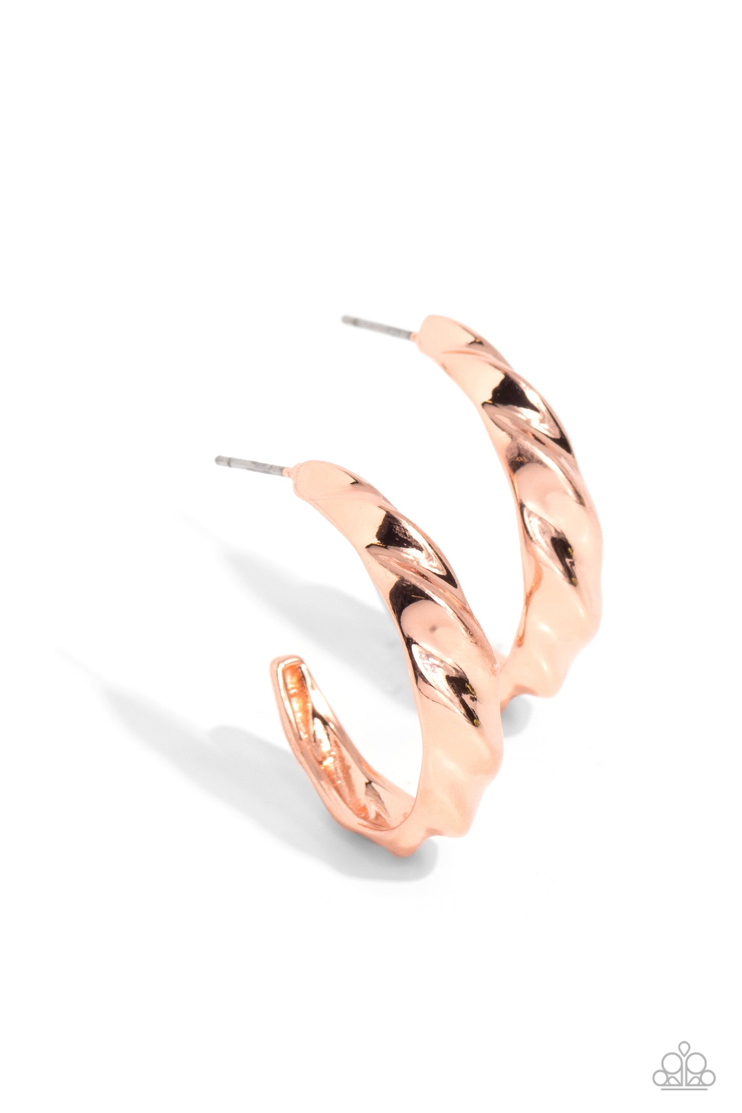 HOOP it Up - Copper - Shiny Copper Twisted 1 Inch Hoop Earring Paparazzi E2089