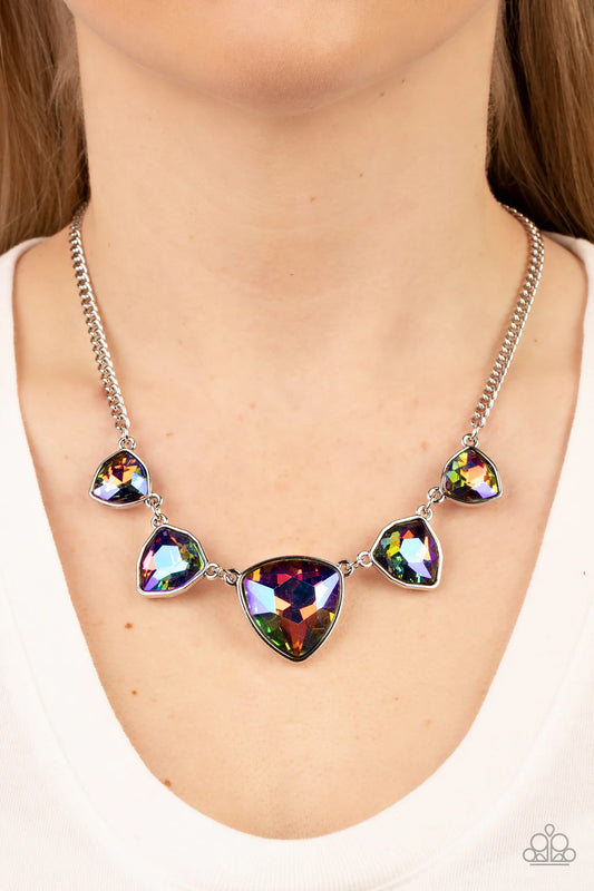 Cosmic Constellations Multi Blue Oil Spill Gem Necklace Paparazzi N1616