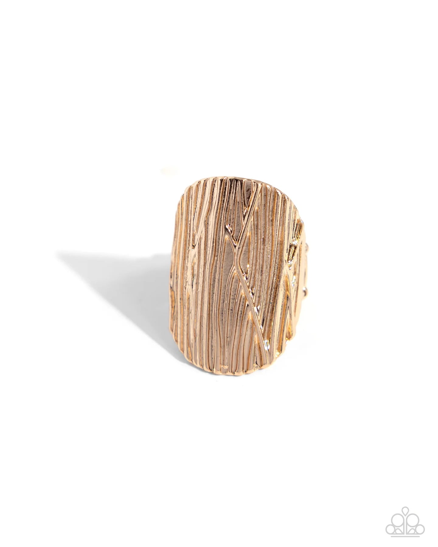 Paparazzi Thrilling Timber - Gold Wood Pattern Ring R1232