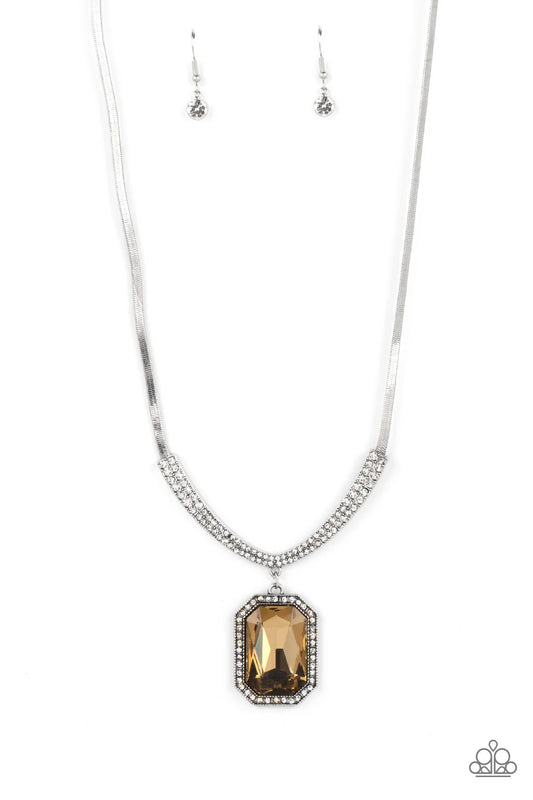 Paparazzi Fit for a DRAMA QUEEN - Brown Gem Silver Necklace N1919