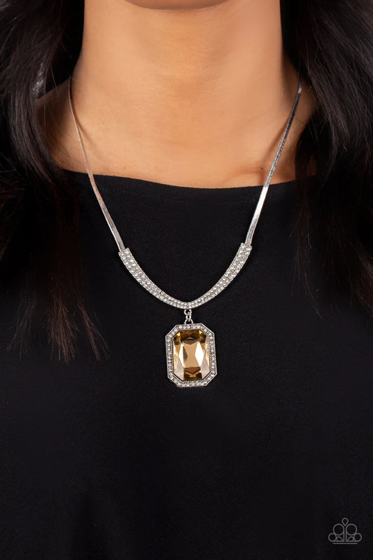 Paparazzi Fit for a DRAMA QUEEN - Brown Gem Silver Necklace N1919