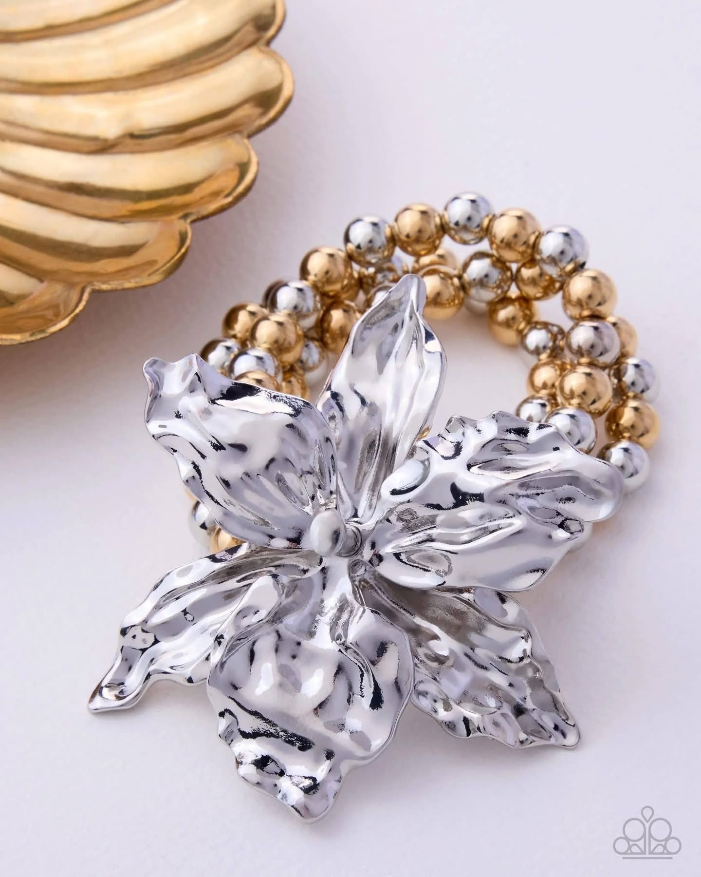 Paparazzi Wildflower Wager Multi Flower Silver & Gold Bead Stretch Bracelet Life Of The Party May 2026 Exclusive