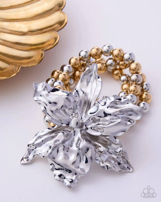 Paparazzi Wildflower Wager Multi Flower Silver & Gold Bead Stretch Bracelet Life Of The Party May 2026 Exclusive
