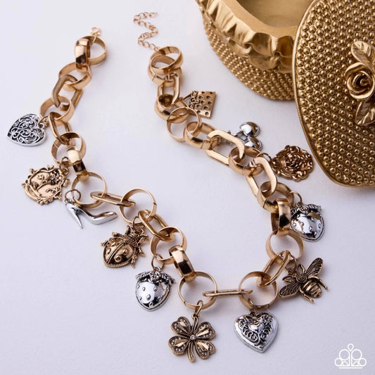 Paparazzi Fine Fairytale Multi Gold & Silver Charm Style Necklace Life Of The Party May 2026