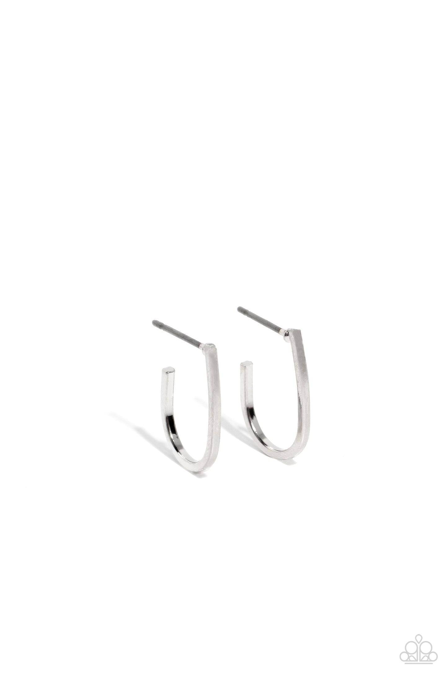 Admirable Arches - Silver 3/8 Inch J Style Hoop Post Earring Paparazzi E2223